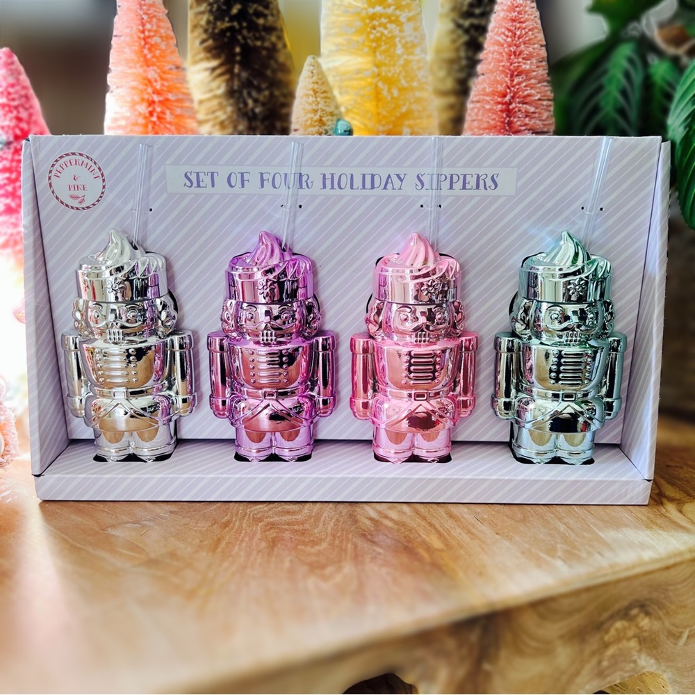 Peppermint & Pine Pastel Iridescent Nutcracker Sippers Cups Set of 4